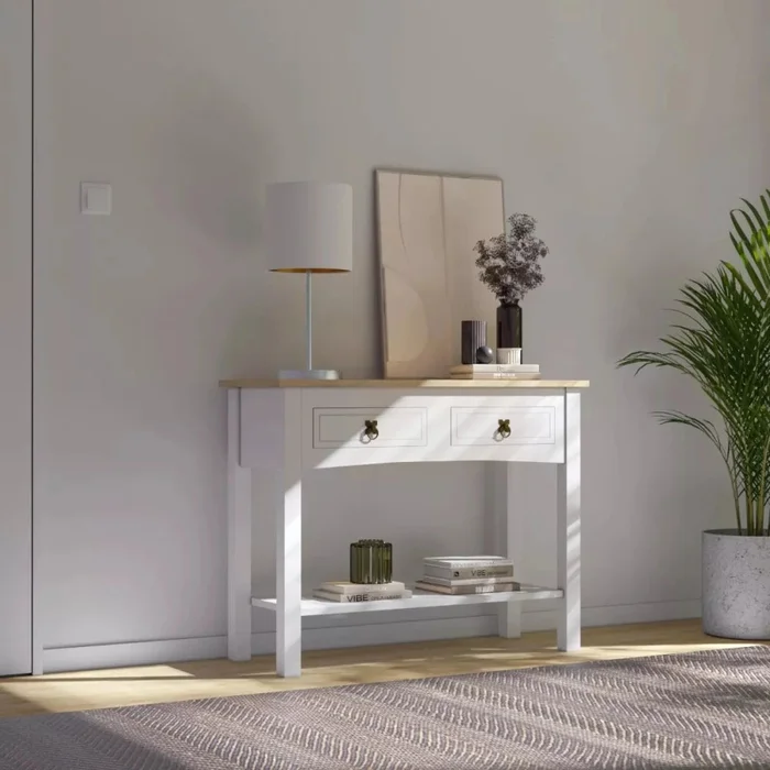 Mesa De Arrime Aparador Madera Maciza Línea Monterrey - Blanco en Blanco - Mesas de arrimo, Uruguay | Ecowood, vista 2
