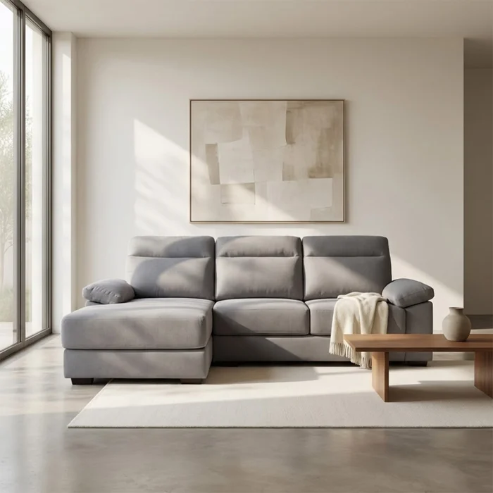 Rinconera Owen - Tela Microfibra - Chaise izquierdo - 12091 (Gris) en Gris - Sillones y sofás, Uruguay | NYR, vista 2
