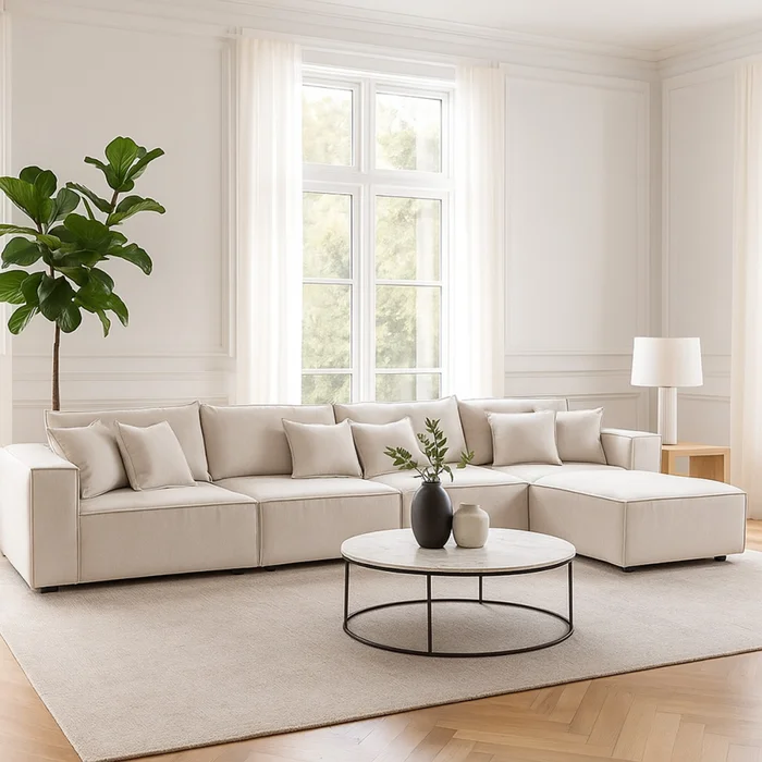 Sofá Modular Maia (5 módulos) - Tela Microfibra - 12072 (Beige) en Beige - Sillones y sofás, Uruguay | Nyr, vista 2