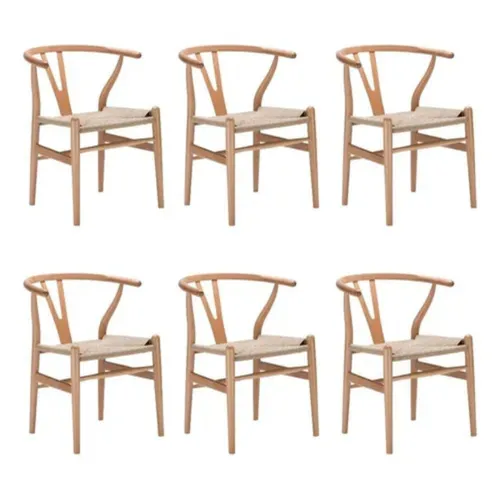 Promo 6 Sillas Wishbone en Madera natural - Sillas, Uruguay | La Cueva Muebles