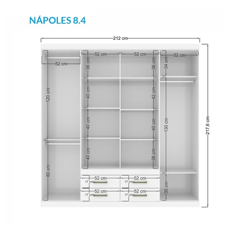 Ropero Placares Napoles 8 Puertas 9 Estantes Con Espejo Jatoba Arena en Jatoba Arena - Roperos y placares, Uruguay | Soy Hogar, vista 4