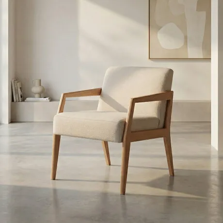 Butaca Zara - Tela Rústica - 218-G2 (Cruda) en Beige - Butacas, banquetas y puffs, Uruguay | NYR