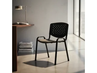 Silla fija de oficina - sala de eventos en Negro - Escritorios y sillas de escritorio, Uruguay | Que Sal Muebleria, vista 3