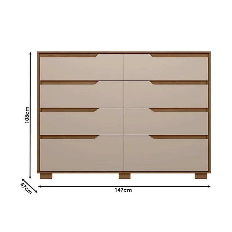 Comoda Cajonera 8 Cajones Combinada Con Patas Dormitorio en CARVALHO/FENDI - Cómodas, Uruguay | Soy Hogar, vista 3