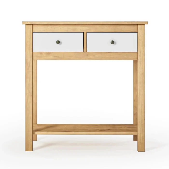 Mesa De Arrime Aparador 2 Cajónes - Línea Maden - Blanco en Blanco - Mesas de arrimo, Uruguay | Ecowood, vista 4
