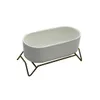 MACETA CERAMICA C/BASE 17x9x9CM BLANCO/DORADO - Macetas, Uruguay | Decohogar, vista 2 de 5