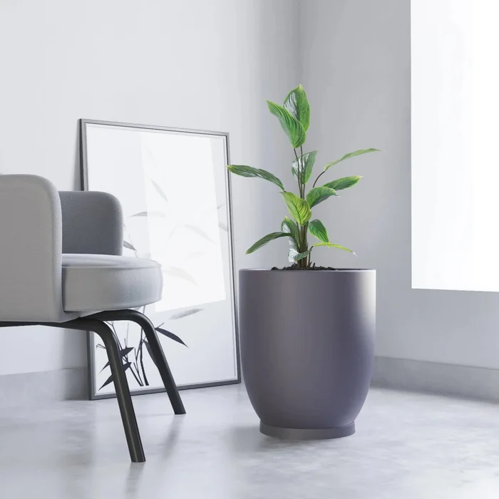 Macetero Copa 40 Gris c/ Plato Alto 40cm x 47cm Diam Boca, 25lts en Gris - Macetas, Uruguay | Champagne Home, vista 2