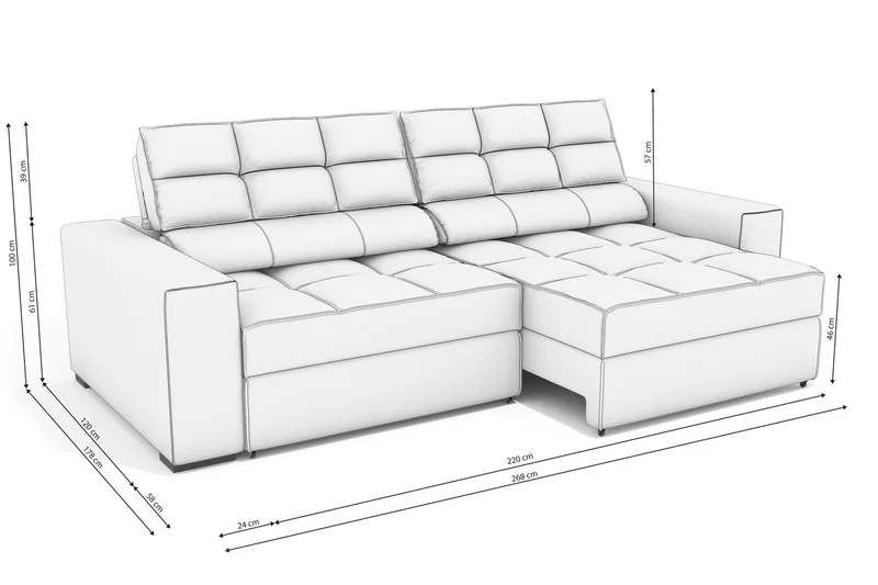 SOFA DELUXE 2.70CM RETRACTIL RECLINABLE 6 POSICIONES en BOUCLE GRIS A056 - Sillones y sofás, Uruguay | Balton, vista 5