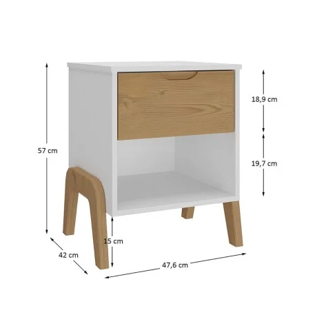 Promo 2 Mesa de luz 1 cajon Linea Veneza - Blanco/Miel en Multicolor - Mesas de luz, Uruguay | La Cueva Muebles, vista 11