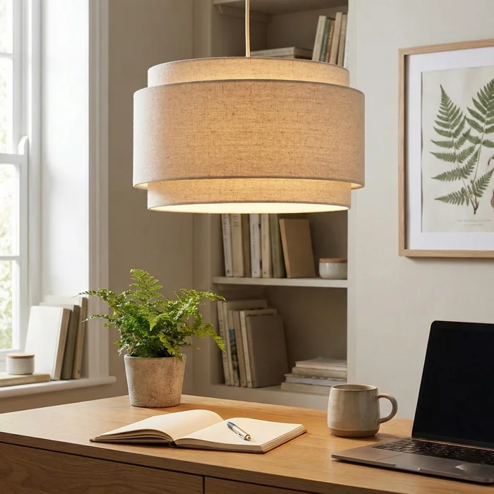 Colgante Aura Triple Lino en Beige - Lámparas colgantes, Uruguay | La Perla, vista 4