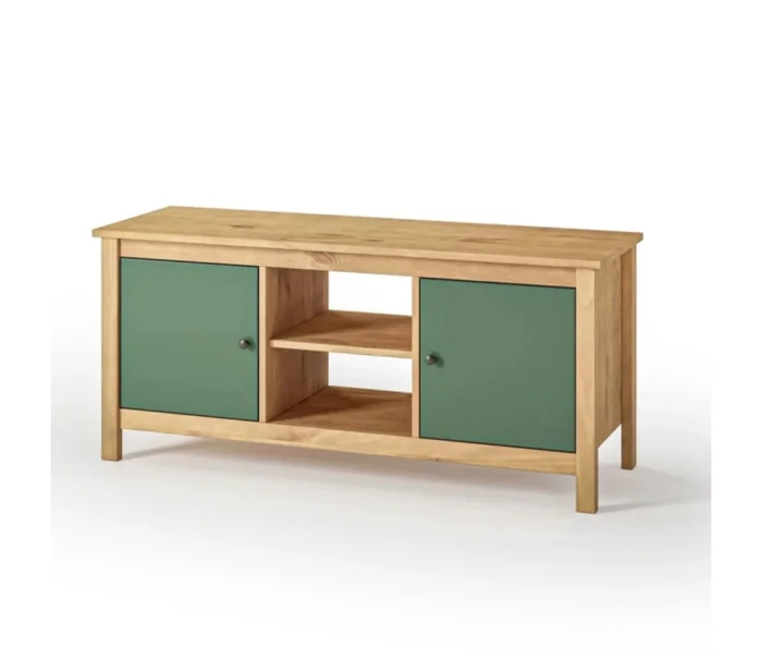 Rack 2 Puertas Mari Verde/miel 1.10 en Madera natural - Muebles para TV, Uruguay | Albanés