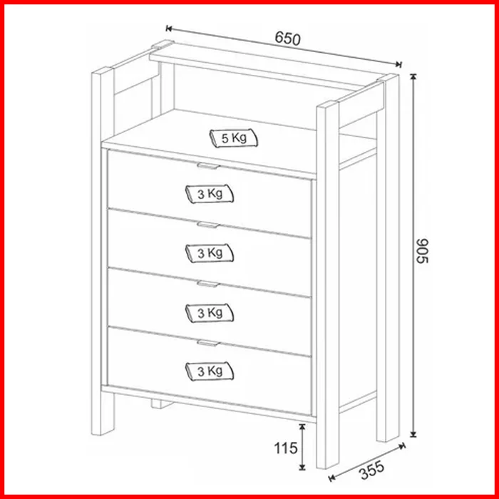 Cajonera minimalista 4 cajones -AZ 1012 - Cómodas, Uruguay | Punto Unión, vista 2