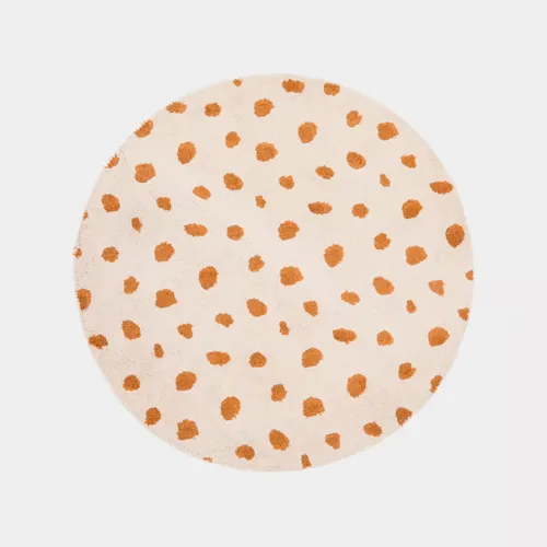 Alfombra redonda Tandani de algodón beige - con diseño de guepardo naranja Ø 100 cm en Beige - Textiles, Uruguay | Kavehome