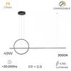 Colgante Led linea y anillo 49W Dimerizable en Negro - Lámparas colgantes, Uruguay | Iluminica, vista 4 de 6