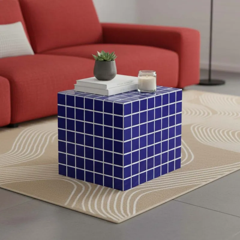 Mesa Lateral Ceramica Azul Egeo en Azul - Mesas de living, Uruguay | Divino