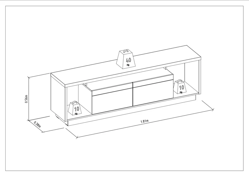 Rack tv Sala Cronos 180cm con tira Led MDF/MDP en Madera natural - Muebles para TV, Uruguay | Balton, vista 14