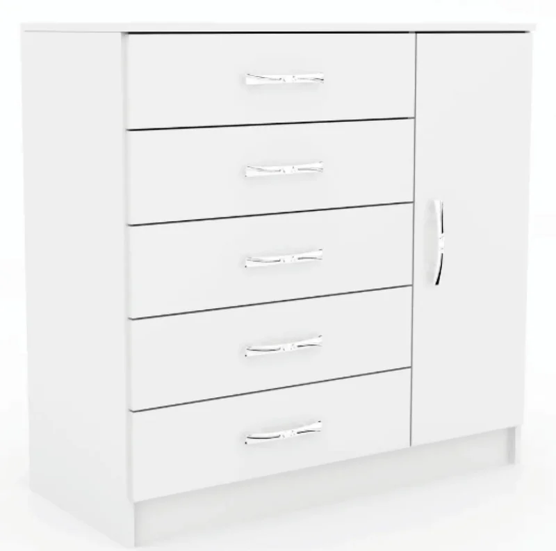 Comodas Cajoneras 5 Cajones 1 Puerta Dormitorio Negro 158 en Negro - Cómodas, Uruguay | Soy Hogar, vista 4