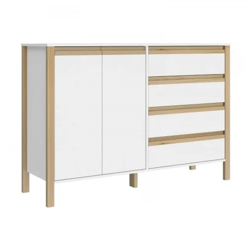 Comoda Combinado Madera 2P, 4C Blanco/Miel - Cómodas, Uruguay | Que Sal Muebleria