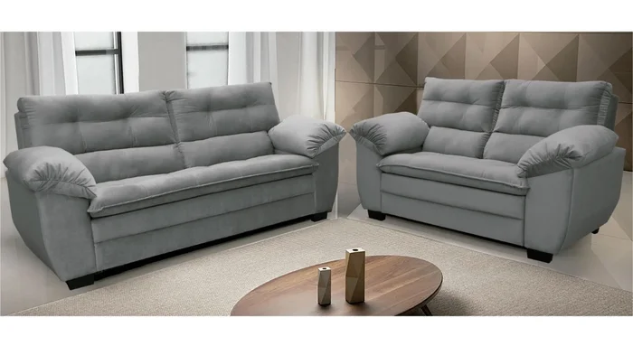 Sillones Juego De Living Premium 3 Y 2 Cuerpos Comedor Tela en Gris - Muebles, Uruguay | Soy Hogar, vista 3