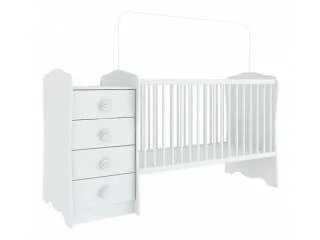 Cuna con cómoda 4C Blanco en Blanco - Cómodas, Uruguay | Quesal, vista 4
