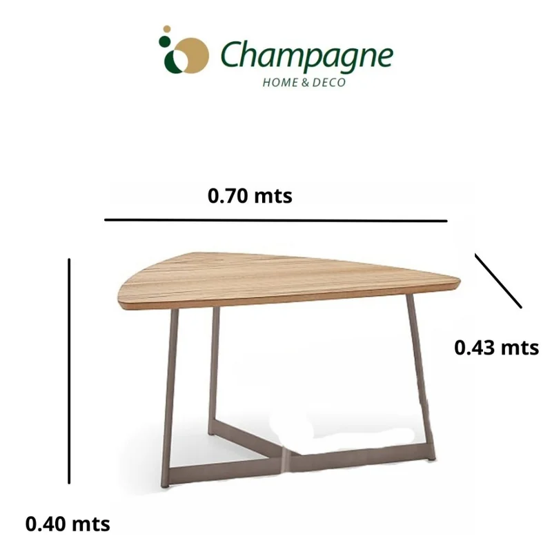 MESA CENTRO TRIANGULAR - BASE GRAFITO - MADERA ROBLE CLARO en Madera natural - Mesas de living, Uruguay | Champagne Home, vista 3