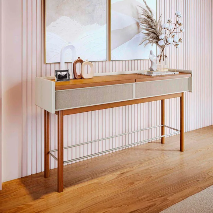 Recibidor Dune - Off White y Natural en Blanco - Aparadores y recibidores, Uruguay | Nyr