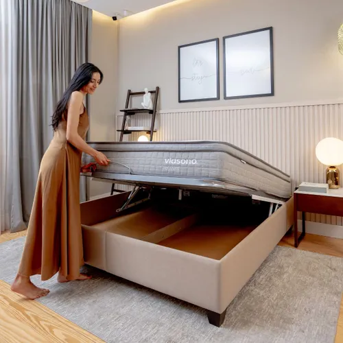 Cama baúl FLAT Beige SUPER KING, Uruguay | Viasono