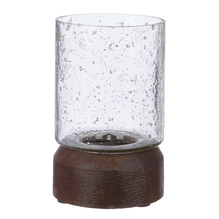 FAROL DE MADERA MANGO D8x13CM MARRON TRANSPARENTE en Marrón - Velas y Portavelas, Uruguay | Decohogar, vista 2