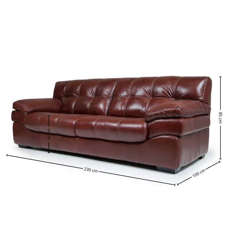 Sofá Trento - Cuero Natural - 3 cuerpos - A fabricar en Marrón - Sillones y sofás, Uruguay | NYR, vista 3
