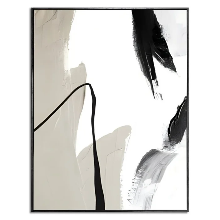 CUADRO CANVAS 30x40 MARCO ABSTRACTO BEIGE NEGRO 2 en Beige - Decoración de pared, Uruguay | Decohogar