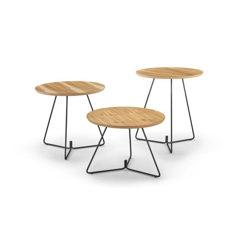 MESA LATERAL REDONDA - TAPA TECA - PATAS GRAFITO en Multicolor - Mesas de living, Uruguay | Champagne Home, vista 3