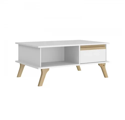 Mesa Ratona Combinada Madera Blanco/Miel - Mesas de living, Uruguay | Que Sal Muebleria