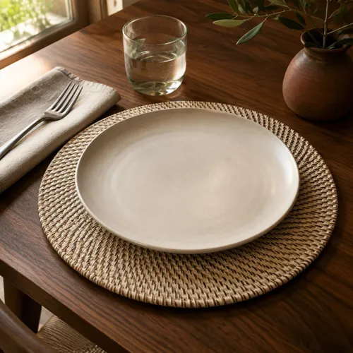 Posa plato Rattan en Beige - Decoración, Uruguay | Camino a Casa