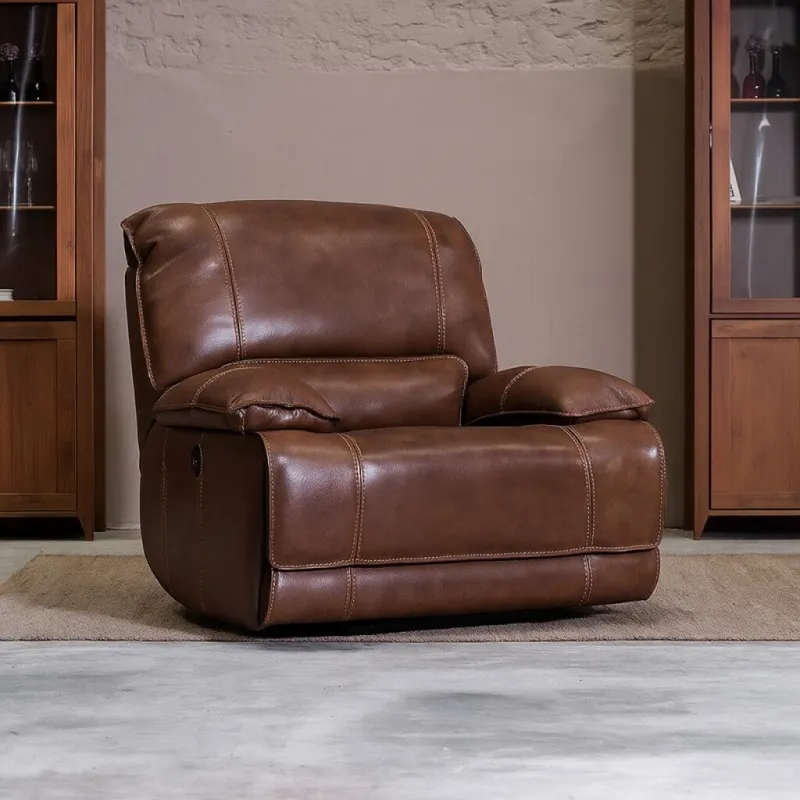 Sillón Reclinable Cuero Dobson 1 Cuerpo en Marrón - Sillones y sofás, Uruguay | Aihaus