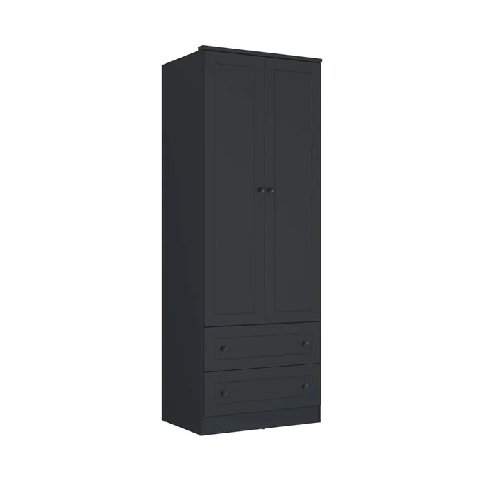 Ropero Americano PLUS 2 puertas + 2 Cajones - 100%MDF - Grafito en Gris - Roperos y placares, Uruguay | Rústico Hogar, vista 2