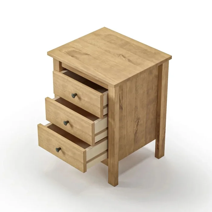 Mesa de Luz 3 Cajones - Línea Maden - Marrón en Madera natural - Mesas de luz, Uruguay | Ecowood, vista 2