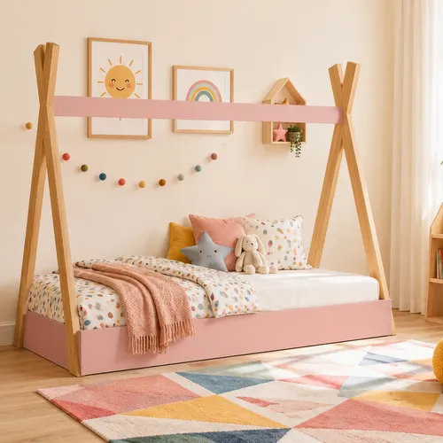 Cama Bosque Montessori 1 plaza Rosa - Dormitorio, Uruguay | RM Muebles y Deco