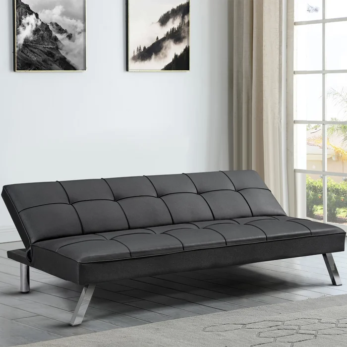 Sofa Cama Volcable Pu Con Patas Metal Metalicas en Negro - Sillones y sofás, Uruguay | Soy Hogar, vista 4