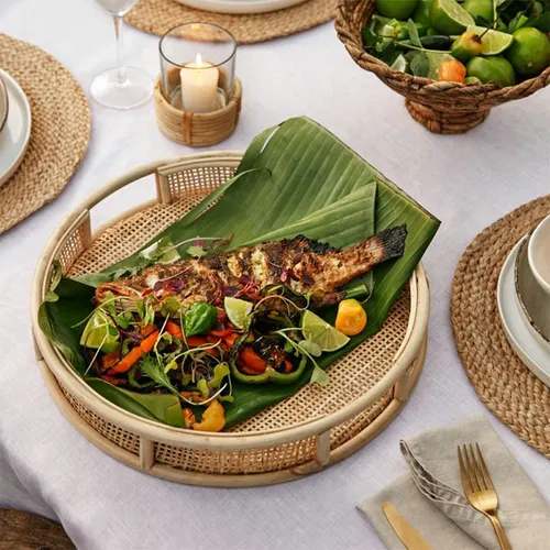 Bandeja de rattan y esterilla americana - Muebles, Uruguay | Decoramuss