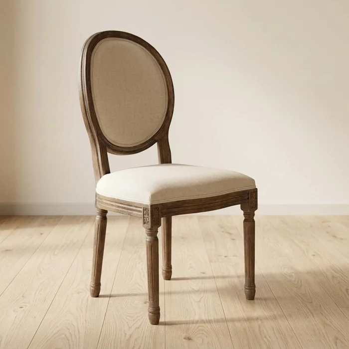 Silla De Comedor Madera Natural-beige Estilo Luis Xv en Madera natural - Sillas, Uruguay | Divino