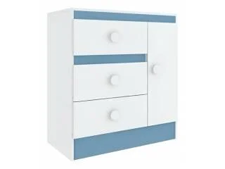 Comoda 1P 3C Blanco/Rosa-Azul en Blanco - Cómodas, Uruguay | Quesal, vista 3