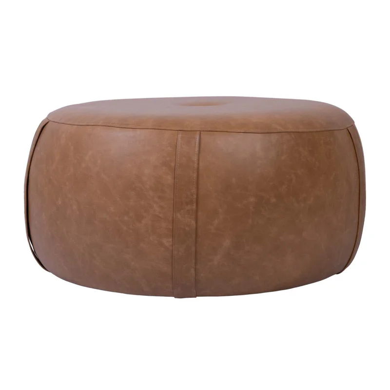 Puff Cuero Marron Olten Camel en Marrón - Sillones y sofás, Uruguay | Divino, vista 4