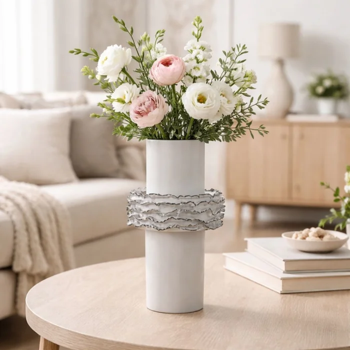 FLORERO ONDAS II Blanco en Blanco - Decoración, Uruguay | Viasono