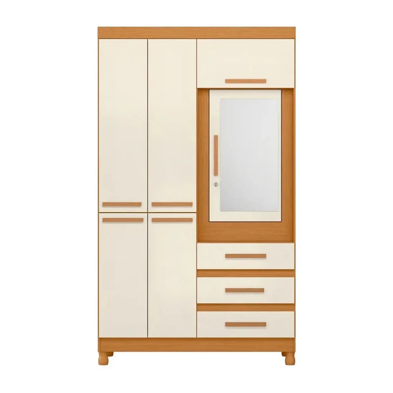Ropero con Espejo 6 puertas 3 Caj - Línea FIT - Beige en Beige - Roperos y placares, Uruguay | Ecowood, vista 3