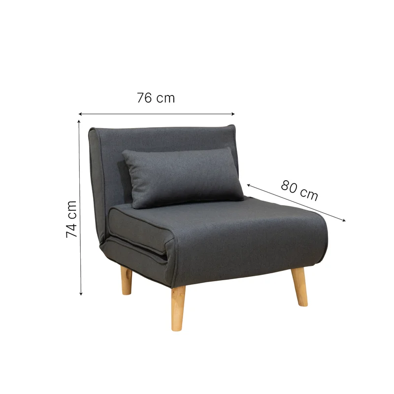 Sofa Cama 1 Plaza Plegable Patas De Madera Tapizado Tela en Gris - Sillones y sofás, Uruguay | Soy Hogar, vista 7