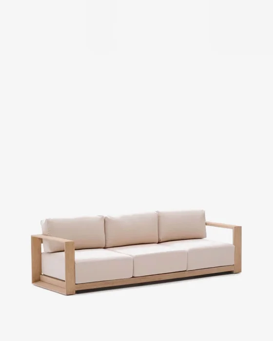 Sofá Ambra de 3 plazas de madera maciza de acacia con acabado claro 249 cm FSC 100% en Beige - Sillones y sofás, Uruguay | Kavehome