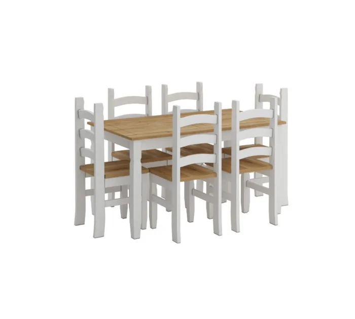 Juego De Comedor 6 Sillas - Corona - Madera en Blanco - Mesas de comedor, Uruguay | Rústico Hogar