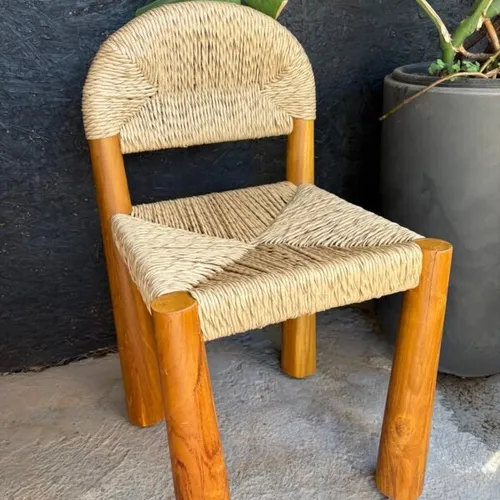 Sillas teca y ratan natural en Madera natural - Butacas, banquetas y puffs, Uruguay | Balihai
