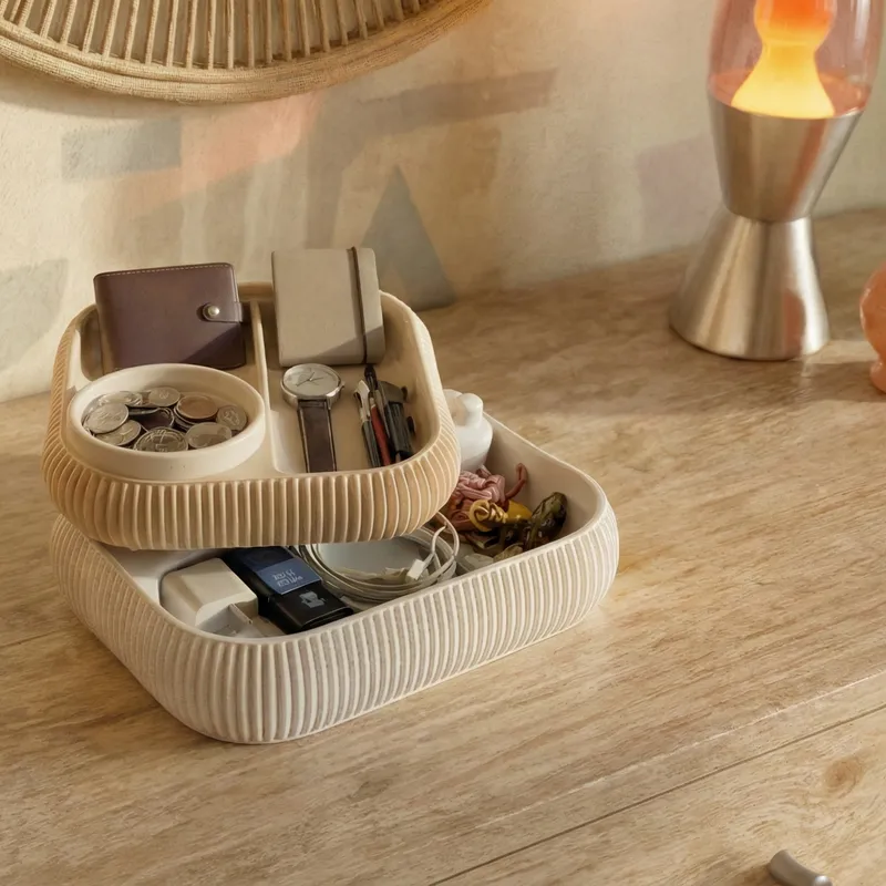 Organizador 02 en Beige + Blanco - Canastos, Uruguay | Eunoia Design