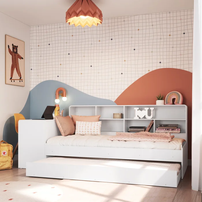 Cama Dafne – Con Escritorio, Marinera y Estantería - Dormitorio, Uruguay | RM Muebles y Deco, vista 2